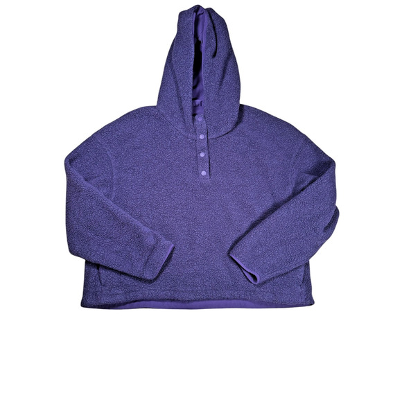 Outdoor Voices Megafleece Snap Up Hoodie Womens Size XL Relaxed Wool Blend - Picture 1 of 6